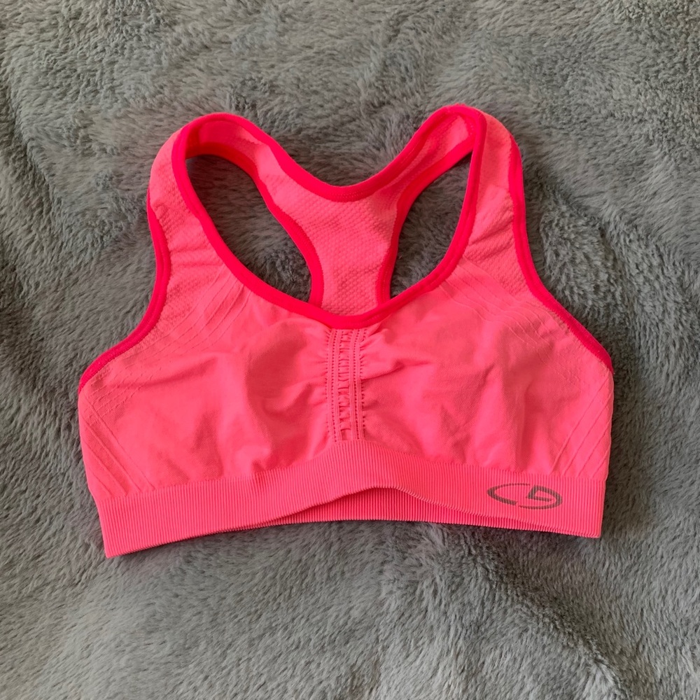 Hot pink racerback sports bra